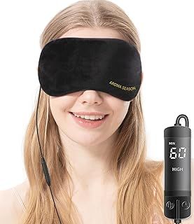Aroma Season Heated Eye Mask, Electric USB Eye Compress for Dry Eyes Blepharitis Stye Eye with 3-Level Temperature & Timer Control(Black)