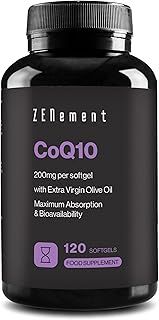 Coenzyme Q10, 200mg | 120 Softgels, with Organic Extra Virgin Olive Oil | 100% Natural CoQ10, Non-GMO, Gluten Free | Zenement