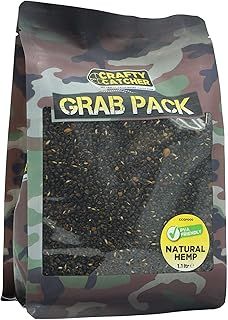Crafty Catcher Natural Hemp Cooked Particles Mix, 1kg Grab Pack, PVA Friendly, Prepared Fishing Bait Spod Mix for Carp