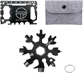 Pole Tip 18 in 1 Snowflake Multi Tool and 46 in 1 Credit Card Multi Tool, Pocket kit, Valentines Gifts, Birthday Gifts for Him, Easter Gifts, Christmas Gifts, Outdoor Camping Multitool Accessories