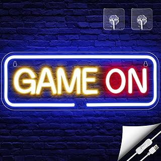 Game on Neon Signs, Arrinew Gaming LED Sign Wall Decor, Colorful Neon Lights powered by USB, Gamer Gifts for Teen Boys Bedroom, Gamer Room, Man Cave, Party Supplies(15.7x 5.7inch)