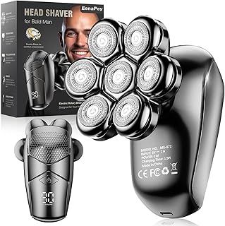 Head Shavers for Men，EenaPey 5 in 1 Electric Rotary Shaver with 7D Floating Head，IPX7 Waterproof and TypeC Rechargeable Grooming Kit