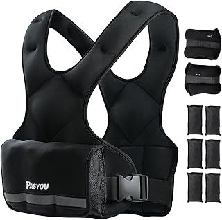 PASYOU Weight Vest 10Kg+Ankle Weight 2Kg,Weight Vest for Women and Men Weighted Running Vest with 6 Iron Weights and 2 Ankle Weight,4.5-10Kg Vest and 2*1Kg Weighted Ankle for Walking Joggjing Running
