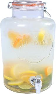 The Vintage Company B 51050 Jumbo Glass Drinks Dispenser | Air Tight Lid and Tap | 7.6 Litre Capacity | Weddings/Parties/BBQ’s, 7.6 liters, Clear