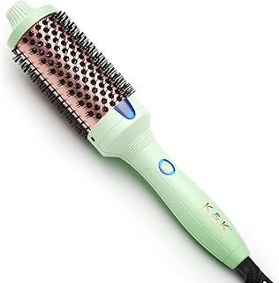 K&K Thermal Brush, 45 mm Heated Round Brush, Professional Heated Curling Ceramic Tourmaline Ionic Curling Iron, Hot Styling Volumizing Comb, Dual Voltage
