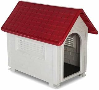 Large Waterproof Outdoor Indoor Plastic Pet Puppy Dog House Home Shelter Kennel Water Resistant and Attractive for Small to Large Sized Dogs - Perfect for Backyards