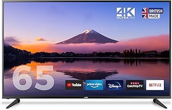 Cello C65RTS 65 inch Smart TV 4K Ultra HD LED Made in UK, FREEVIEW DVB-T2 HD: Prime Video, Netflix, YouTube, Disney+ & Catch Up TV Apps, 3x HDMI 65 inch Smart WiFi TV in Black