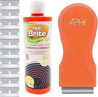 Hob Brite Hob Cleaner 250ml + Hob Scraper | Glass & Ceramic Cooktop Cleaner | Stubborn Stain Remover | Easy to Use, Non-Abrasive, Long-Lasting Shine