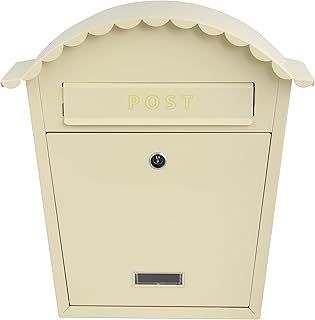 Classic Style Wall Mounted Post Box Weatherproof Painted Steel and Lockable - Cream
