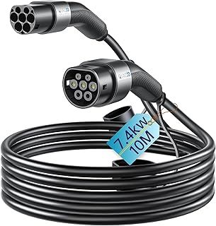 QIAO)) Type 2 EV Charging Cable, 11kW 10M 16A Three Phase, Electric Vehicle Type 2 to Type 2 IEC 62196 EV Charger Cable, EVs/Plug-in Hybrid Fast Car Charging Cable with Carry Bag