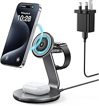3 in 1 wireless charging station for Apple Devices,Magsafe charger Stand for iPhone 15 14 13 12 Pro/Max/Plus/Mini Wireless Charger Station for AirPods 2/3/Pro iWatch Ultra/8/7/SE/6/5/4/3/2