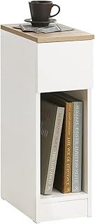 SoBuy Narrow Bedside Table Nightstand Side End Table White & Natural W20 x D35 x H60cm FBT111-WN