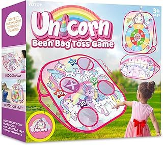 Toys for 3-8 Year Old Kids Girls: Unicorn Bean Bag Toss Games Gifts for 3 4 5 6 7 8 Years Old Boy Birthday Toy for Toddler Age 3-5 Outdoor Garden Party Games Bean Bags Throwing Cornhole Game