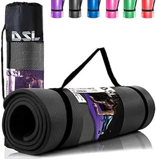 DSL Yoga Mat, Thick Non Slip Exercise Mat - Gym Fitness Pilates Workout Mat for Women Men, 15mm Large 61 x 185cm - Black/Blue/Purple/Pink/Green/Red