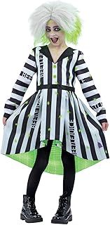 Smiffys Beetlejuice Child Costume, Beetlejuice Stipe Dress, Officially Licensed Warner Brothers Halloween Fancy Dress Classic Beetlejuice Stripes with Matching Family Costumes