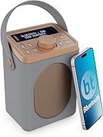 Portable DAB+ Radio with Bluetooth | 15 Hour Battery Playback and Mains Powered | Dual Alarm & Snooze Function | 20+ Presets, LED Display, FM, Headphone Jack | MAJORITY Little Shelford (Grey)
