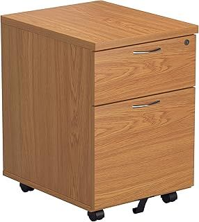 Office Hippo Heavy Duty 3 Drawer Mobile Pedestal Storage Cabinet, Office Storage, Office Cabinet with Lockable Storage, 5 Year Wty - Oak