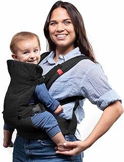 YOU+ME 4-in-1 Baby Carrier Newborn to Toddler - All Positions Baby Carriers from Newborn - Front & Back Carry Baby Carriers - Includes 2-in-1 Bandana Bib - Baby Holder for 8-32 lbs (Black Mesh)