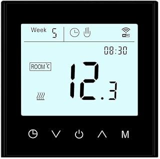 Programmable WiFi Thermostat Touch Screen Tuya Smart Temperature Controller for Electric/Water/Gas Boiler Warm Floor Heating Controller (Black Water Heating)