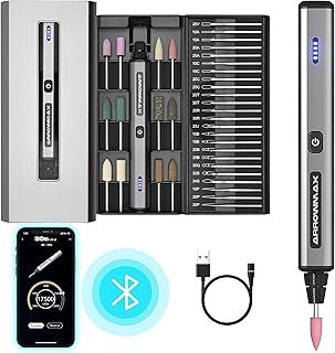 Mini Engraving Pen with 36 Bits, Aluminum Case, Bluetooth, APP, Wireless Magnetic Charge, Mini Electric Engraver Etching Machine for Jewelry, Wood, Glass, Carving (SGS Mini)
