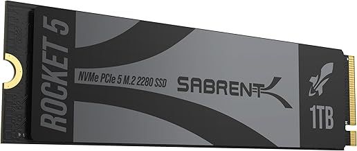 SABRENT Rocket 5 M.2 NVMe SSD 1TB PCIe GEN 5, 14Gbps X4 Internal Solid State Drive, 2280 Gaming Performance Hard Drive, Backward Compatible (SB-RKT5-1TB)