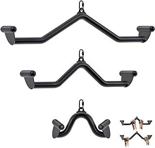 LAT Pull Down Bars Cable Machine Attachment, Rowing T-bar V-bar Set, Back Strength Training Handle Grips for Cable Machine Rowing Machine, 12" 20" 24" 28" 32" Five Sizes