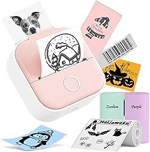 2" Mini Sticker Printer T02 With 1 Roll of Sticker Paper 50mm*3.5m, Supports 53mm Thermal Paper, Inkless Portable Printer for Phone iPad Android Doodle Dash Labels Notes Memo DIY Gifts List