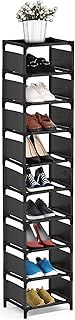 isightguard Narrow Shoe Rack, 10 Tier for Closet Entryway Tall Slim Vertical Shoe Rack for Small Spaces Shinky Shoe Organizer Space Saving Corner Shelf Shoe Tower