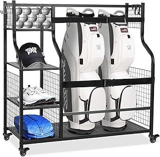 Golf Storage Rack Golf Bag Stand Storage Rack,Golf Club Organisers Extra Large,Golf Bag Organiser with Wheels