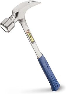 Estwing E3/30S 30oz Straight Claw Framing Hammer, Smooth Face, Shock Reduction Grip, Silver