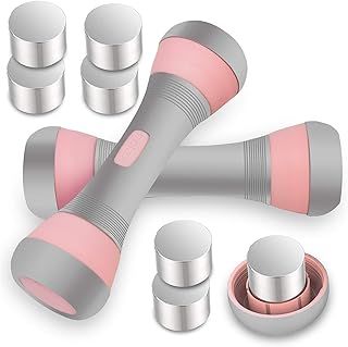 Adjustable Dumbbell Set 2KG/5KG Pair,3-IN-1 Weights Dumbbells set for Women GYM Exercise Workout Fitness Pilates, Non-Slip Neoprene Handle