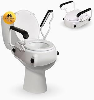 Mobiclinic®, Raised Toilet Seat, Tajo, Toilet Seat Riser, Elevated Toilet Seat for Adults, 7 inch, Adjustable, Folding Armrests, Soft Raised Toilet Seat, Raised Toilet Seats for Elderly, White