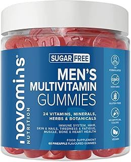 Novomins Multivitamin Gummies for Men – 24 Essential Multi Vitamins and Minerals for Men – Immune Support, Metabolism, Bone & Muscle Health – 60 Vegan Chews– Tastier Than Multivitamin Tablets