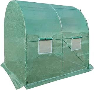 Walk In Polytunnel Outdoor Garden Greenhouse with Roll Up Door Steel Frame (2x2x2m)