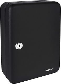 Amazon Basics 48 Key Cabinet Steel Security Lock Box, Black, 17.78 D x 24.89 W x 238.76 H cm