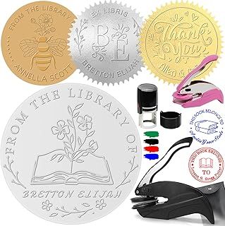 Book Embosser Personalised Stamp Custom Name Logo Embosser Customised Paper Page Embosser Personal Embossing Stamp Gifts for Wedding Christmas Bussiness