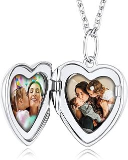 Custom4U S925 Locket Necklace with Personalised Photo & Text, Custom Jewelry Gifts for Women Christmas (Gift Wrapped)