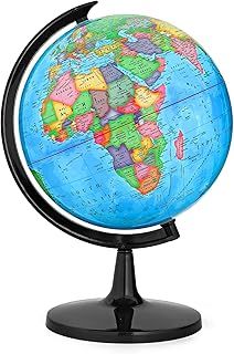 32CM Educational World Globe with Weighted Base, Classroom Decorative Large Earth for Students & Geography Teachers, 360° Rotating Interactive Globe with World Map-Learning Tool& Educational Toys