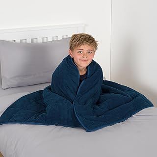 OHS Weighted Blanket 3kg, Teddy Fleece Reversible Blanket Calming for Adults Sleep Therapy Anxiety Relief Weighted Heavy Blanket, Blue - 150 x 100cm