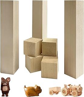 8Pcs Basswood Carving Blocks, 2 Size Smooth Unfinished Wood Blocks,DIY Wood Carving Kit,Shaping,Painting Creative Wood Art Craft,Natural Whittling Blocks for Carving Beginners and Professional