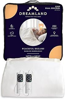 Dreamland Peaceful Dreams Electric Blanket – King Size, Fast heat up, Overblanket, 6 heat settings, auto safety controls, timer, machine washable, detachable control, Dual Controllers, 215 x 225 cm