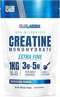 Creatine Monohydrate Powder - 1kg | 200 Mesh Fine Grade Powder, Pure & Mixes Easily | Includes Scoop | Unflavoured | Made in The UK by CLN Labs