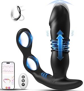 Prostate Massager Anal Toys - Thrusting Male Sex Toys with 3 Thrust & 12 Vibration Modes,Vibrating Butt Plug Cock Ring Sex Toys4mens UK Remote Control Vibrator Adult Toys for Men