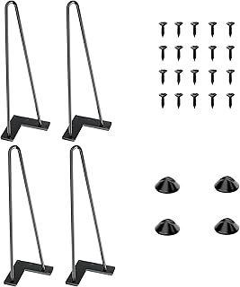 SANKEYTEW 10cm Metal Hairpin Table Legs, Set of 4 with Floor Protectors and Screws (10 cm, 2 Rods)