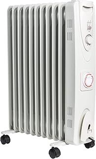 MYLEK Oil Filled Heater Radiators 2500W, Electric Portable White Heaters, Adjustable Thermostat And 24Hr Timer, 3 Heat Settings, Energy Efficient, Safety Tip Over Protection (2.5KW White)