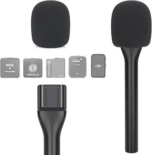 YOUSHARES Universal Interview GO Handheld Adapter for Rode Wireless GO II Mic, Wireless GO/Me/Pro, DJI Mic, DJI Mic 2 - Interview Microphone Handle with Mic Cover Foam for Most Wireless Mic
