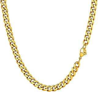 PROSTEEL Male Chain Hiphop Curb Cuban Link Chain Stainless Steel Gold Chunky Men and Women Neck Chain