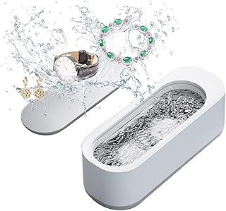 Ultrasonic Jewelry Cleaner, Jewelry Cleaner Machine 12oz 46KHz, Professional Sonic Cleaner with One-Touch Operation, Sonic Cleaner for Rings, Glasses, Jewelry, Dentures White