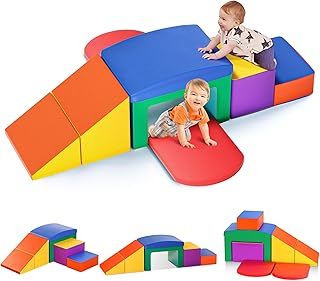 Soft Play Explorer Set Foam Blocks Equipment Softzone Shapes Activity Multi-colored Toys for Toddlers ages 1-3 for Climbing (Multi-colored)