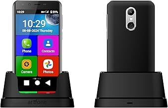 4G VoLTE Senior Smartphone with SOS Button & Big Font丨5-inch HD Screen, Android 12丨13MP Camera, USB-C, GPS丨2550mAh Battery & Charging Dock丨Unlocked SIM-Free Elderly Phone for WhatsApp & Wi-Fi - Black